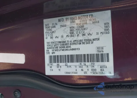 2006 Ford Explorer Eddie Bauer z USA, uszkodzony, nr VIN 1FMEU74E06UA86013